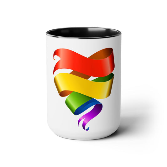 PRIDE Heart Accent Mug, 15oz